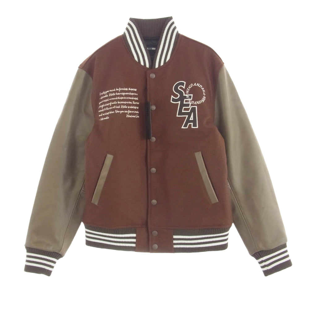 WIND AND SEA ウィンダンシー WDS-13TH-08 WDS VARSITY JACKET ロゴワッペン バーシティ ジャケット スタジアムジャンパー スタジャン ブラウン系 S【中古】