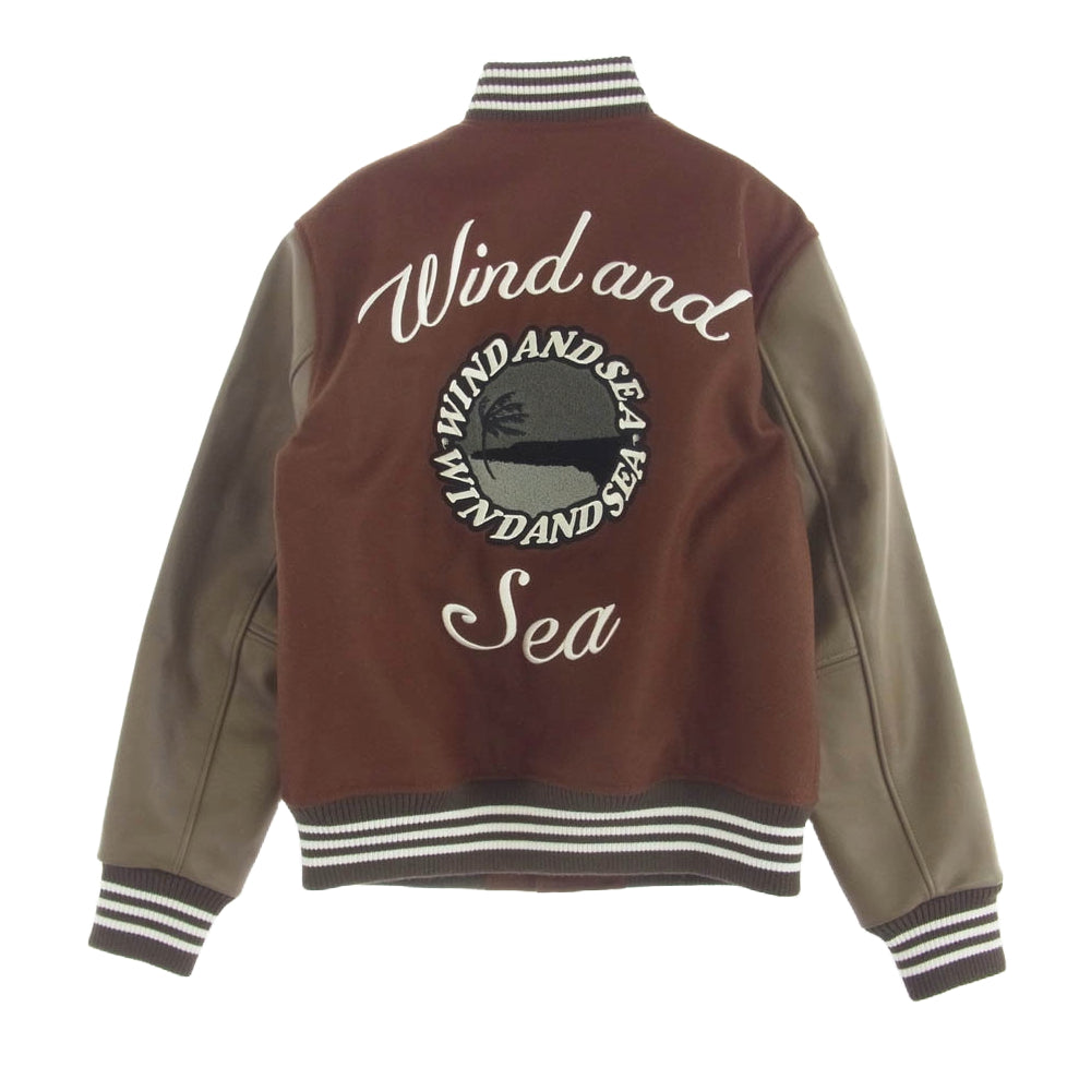 WIND AND SEA ウィンダンシー WDS-13TH-08 WDS VARSITY JACKET ロゴワッペン バーシティ ジャケット スタジアムジャンパー スタジャン ブラウン系 S【中古】