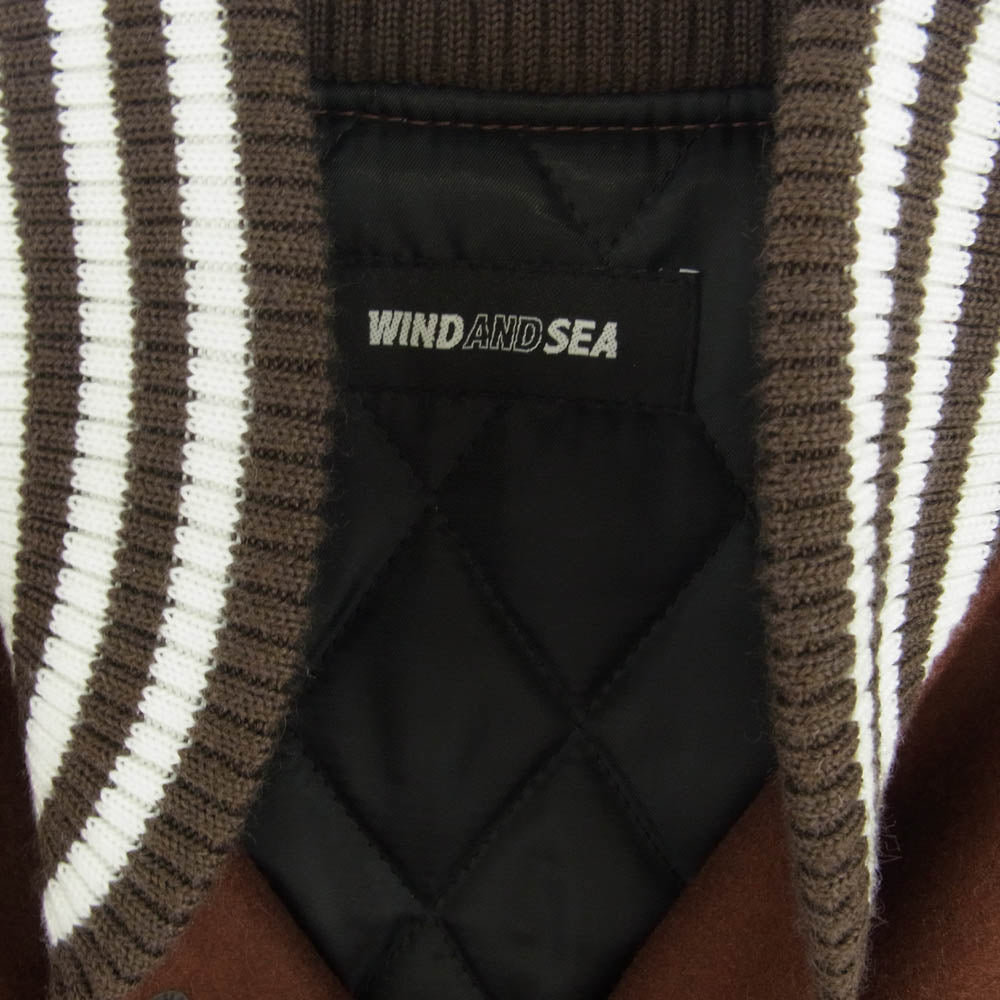 WIND AND SEA ウィンダンシー WDS-13TH-08 WDS VARSITY JACKET ロゴワッペン バーシティ ジャケット スタジアムジャンパー スタジャン ブラウン系 S【中古】