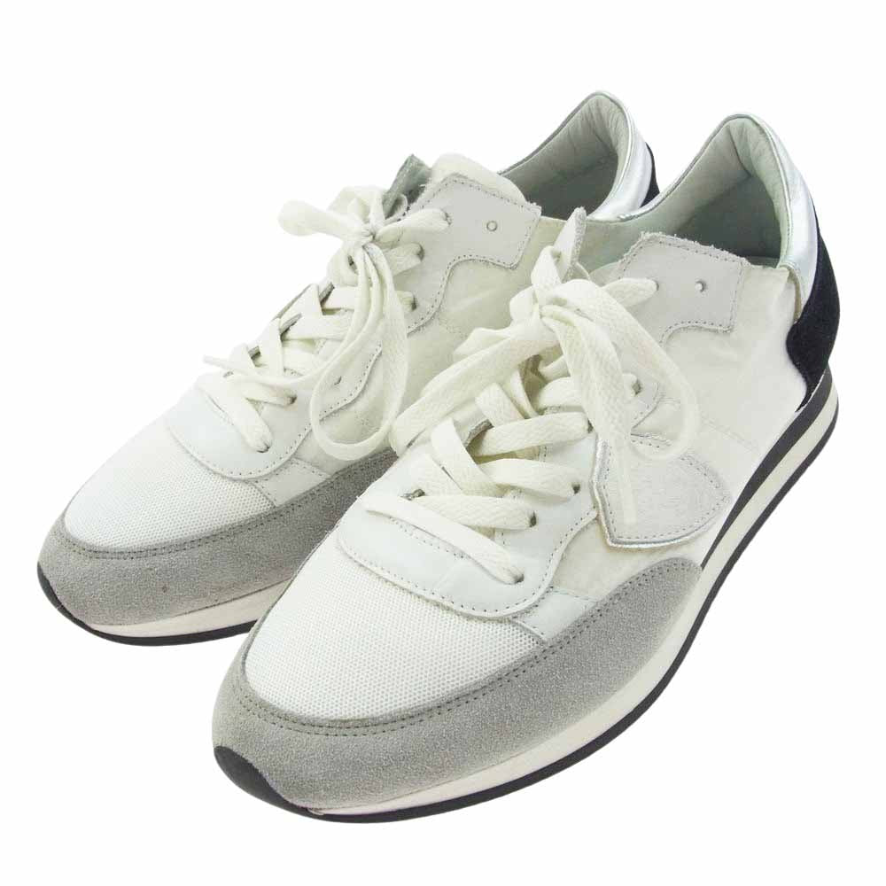 PHILIPPE MODEL フィリップモデル TZLU WL03 TROPEZ MONDIAL スエード切替 ローカット スニーカー ホワイト系 ブラック系 41【中古】