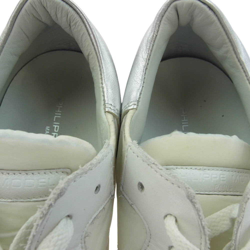 PHILIPPE MODEL フィリップモデル TZLU WL03 TROPEZ MONDIAL スエード切替 ローカット スニーカー ホワイト系 ブラック系 41【中古】