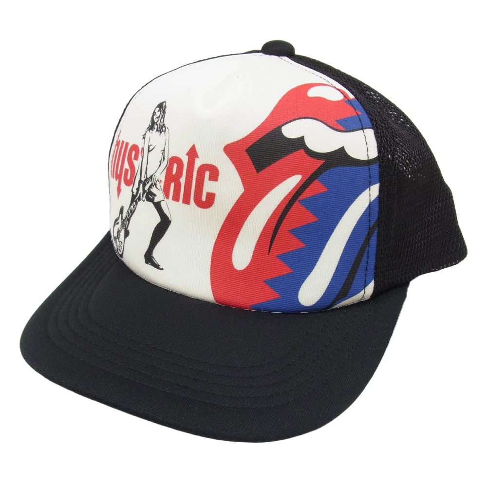 HYSTERIC GLAMOUR ヒステリックグラマー 24AW 02243QH09 THE ROLLING STONES HYS&STEEL WHEELS ローリングストーンズ メッシュ キャップ 帽子 ブラック系 F【新古品】【未使用】【中古】