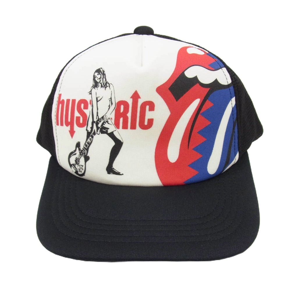 HYSTERIC GLAMOUR ヒステリックグラマー 24AW 02243QH09 THE ROLLING STONES HYS&STEEL WHEELS ローリングストーンズ メッシュ キャップ 帽子 ブラック系 F【新古品】【未使用】【中古】