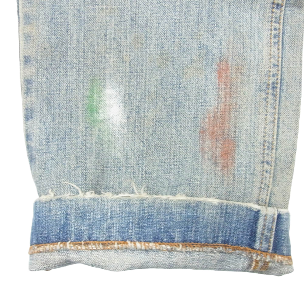 DOLCE&GABBANA ドルチェアンドガッバーナ ダメージ リペア 加工 ペイント ストレート デニム パンツ インディゴブルー系 46【中古】