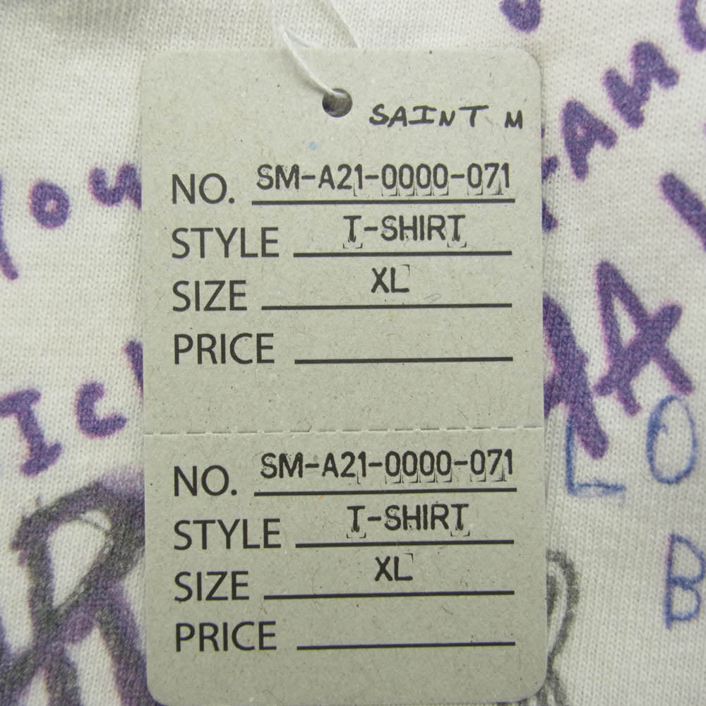 SAINT MICHAEL セントマイケル 21AW SM-A21-0000-071 村上隆 GRAFF TEE KAIKAIKIKI STM × TM カイカイキキ グラフィティ Tシャツ ホワイト系 XL【中古】