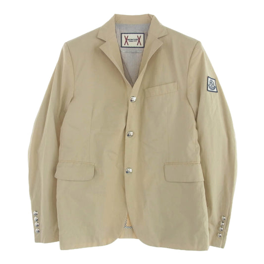 MONCLER GAMME BLEU モンクレール ガムブルー 国内正規品 GIACCA ロゴワッペン 裏地ストライプ テーラードジャケット ブレザー ベージュ ベージュ系 2【中古】