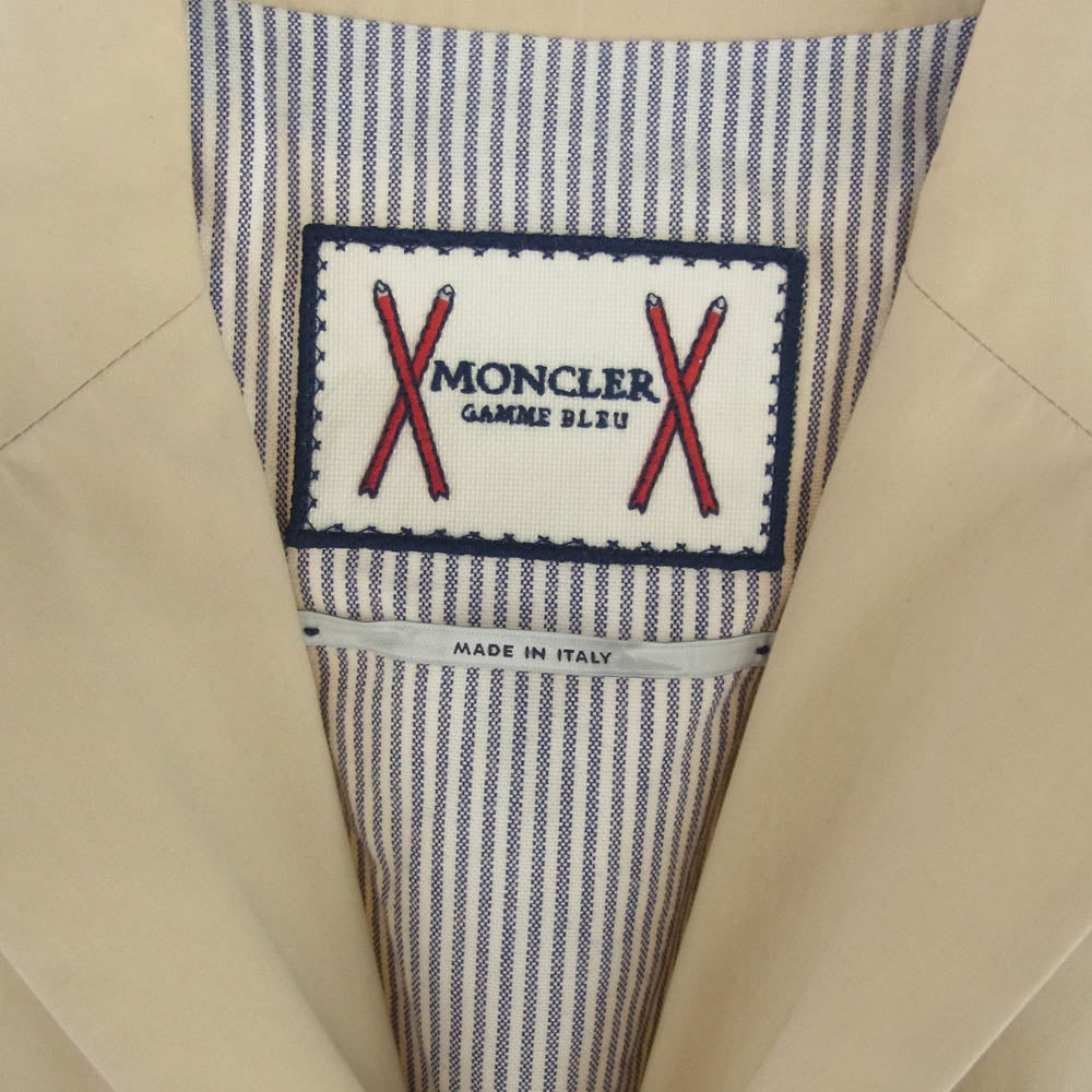 MONCLER GAMME BLEU モンクレール ガムブルー 国内正規品 GIACCA ロゴワッペン 裏地ストライプ テーラードジャケット ブレザー ベージュ ベージュ系 2【中古】
