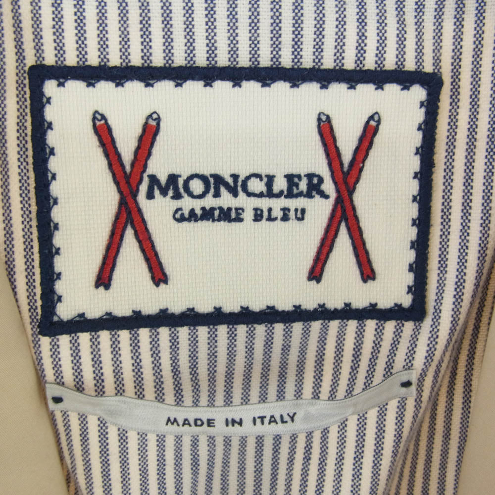 MONCLER GAMME BLEU モンクレール ガムブルー 国内正規品 GIACCA ロゴワッペン 裏地ストライプ テーラードジャケット ブレザー ベージュ ベージュ系 2【中古】