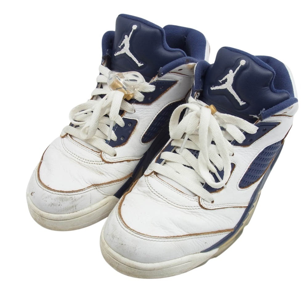 NIKE ナイキ 819171-135 AIR JORDAN 5 RETRO LOW DUNK FROM ABOVE エアジョーダン5 レトロ ロー ダンク フロム アバブ スニーカー ホワイト系 ネイビー系 27.5cm【中古】