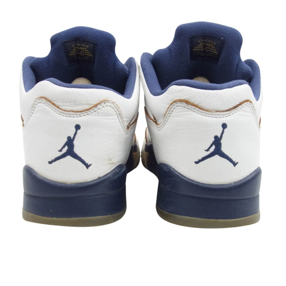 NIKE ナイキ 819171-135 AIR JORDAN 5 RETRO LOW DUNK FROM ABOVE エアジョーダン5 レトロ ロー ダンク フロム アバブ スニーカー ホワイト系 ネイビー系 27.5cm【中古】