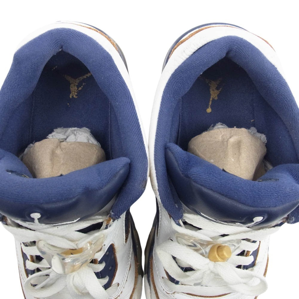 NIKE ナイキ 819171-135 AIR JORDAN 5 RETRO LOW DUNK FROM ABOVE エアジョーダン5 レトロ ロー ダンク フロム アバブ スニーカー ホワイト系 ネイビー系 27.5cm【中古】