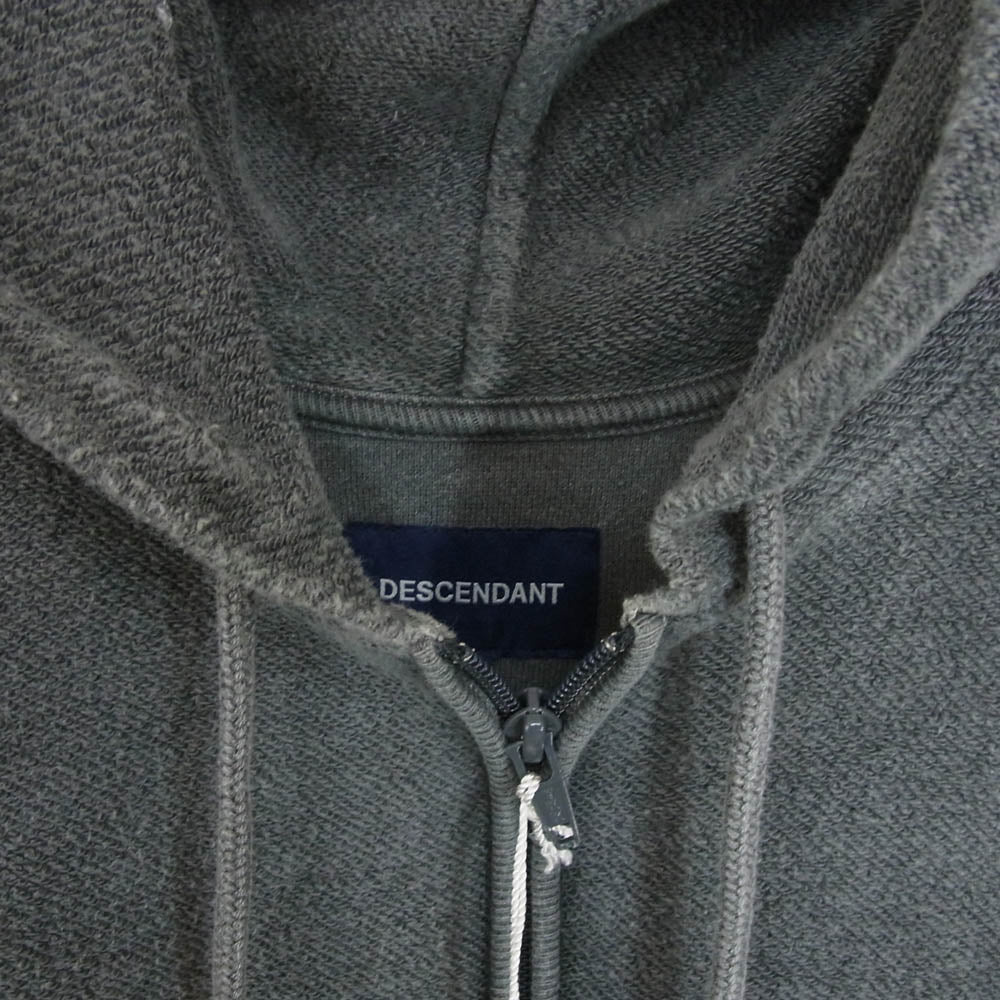 DESCENDANT ディセンダント 19SS 191ATDS-CSM28 パイル生地 ハーフジップ オーバーシルエット 起毛 スウェット パーカー カシャロ 刺繍 グレー 1 グレー系 S【美品】【中古】