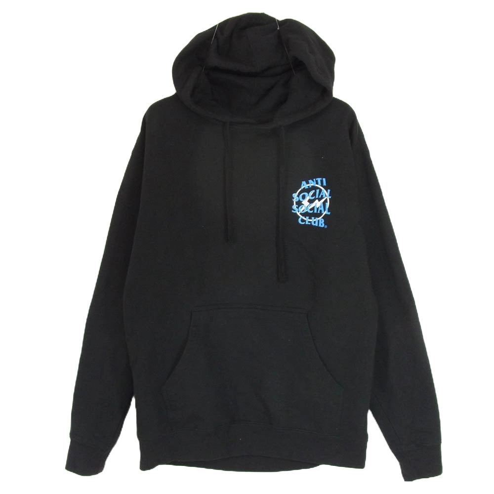 FRAGMENT DESIGN フラグメントデザイン × ANTI SOCIAL SOCIAL CLUB アンチソーシャルソーシャルクラブ Hoodie ロゴプリントプルオーバーパーカー ブラック系 M【中古】