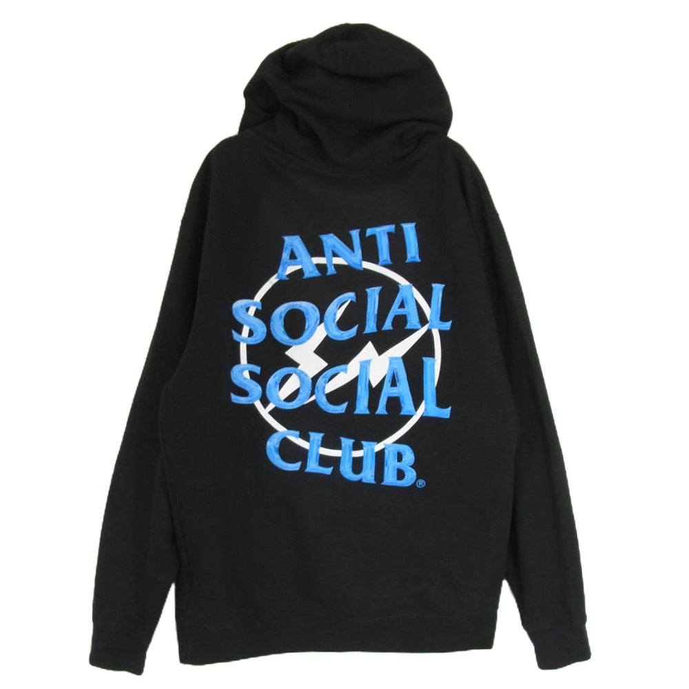 FRAGMENT DESIGN フラグメントデザイン × ANTI SOCIAL SOCIAL CLUB アンチソーシャルソーシャルクラブ Hoodie ロゴプリントプルオーバーパーカー ブラック系 M【中古】
