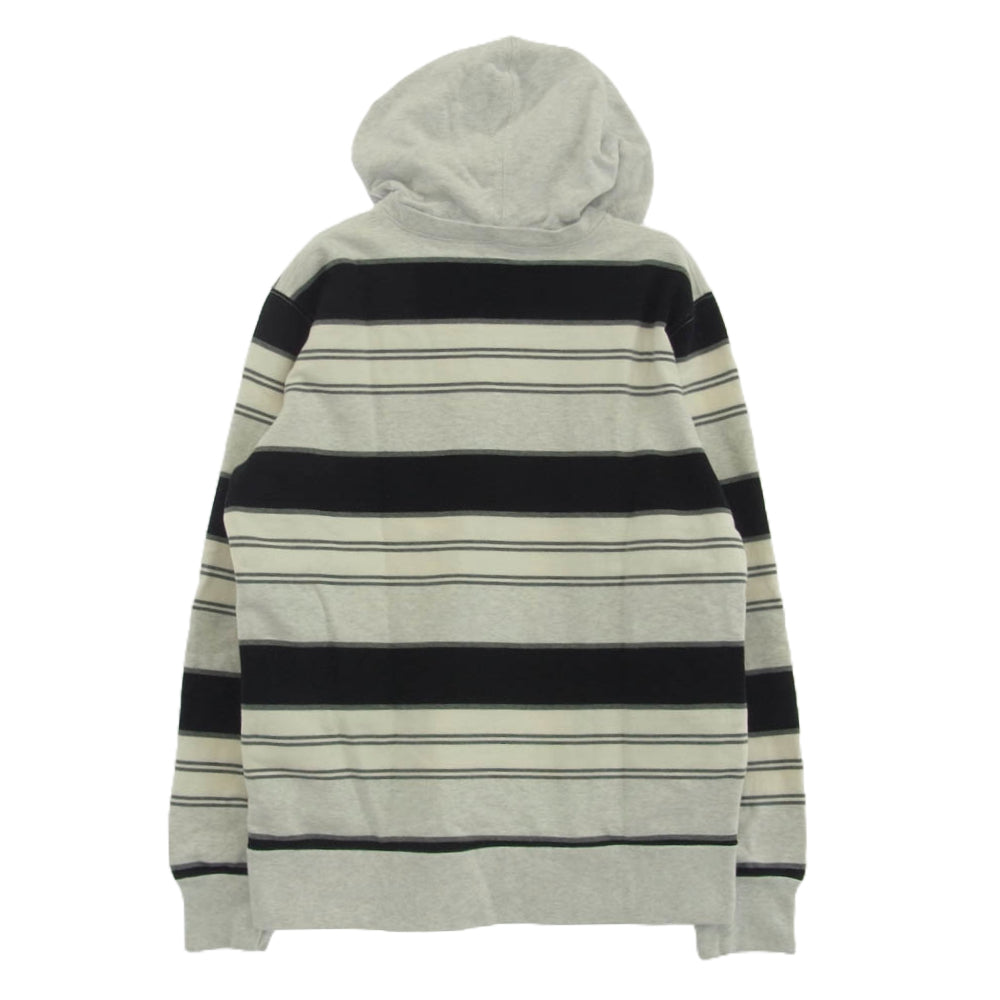 Supreme シュプリーム 17SS Striped Hooded Crewneck ストライプ フーデッド クルーネック スウェット パーカー ホワイト ブラック M ホワイト系 ブラック系 グレー系 M【中古】