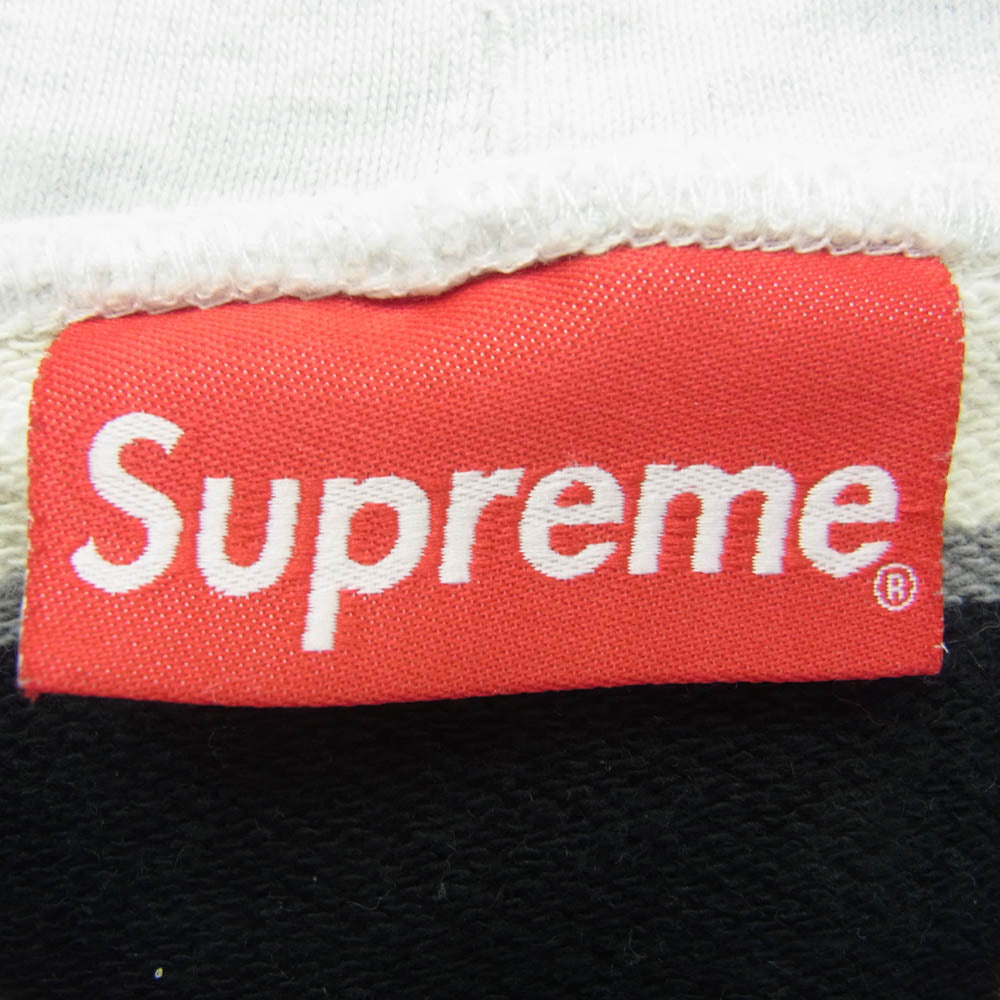 Supreme シュプリーム 17SS Striped Hooded Crewneck ストライプ フーデッド クルーネック スウェット パーカー ホワイト ブラック M ホワイト系 ブラック系 グレー系 M【中古】