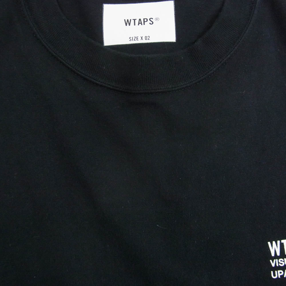 WTAPS ダブルタップス 241ATDT-CSM20 OBJ 05 LS COTTON. FORTLESS ロゴ プリント ロングスリーブ 長袖 Tシャツ ブラック系 02【中古】