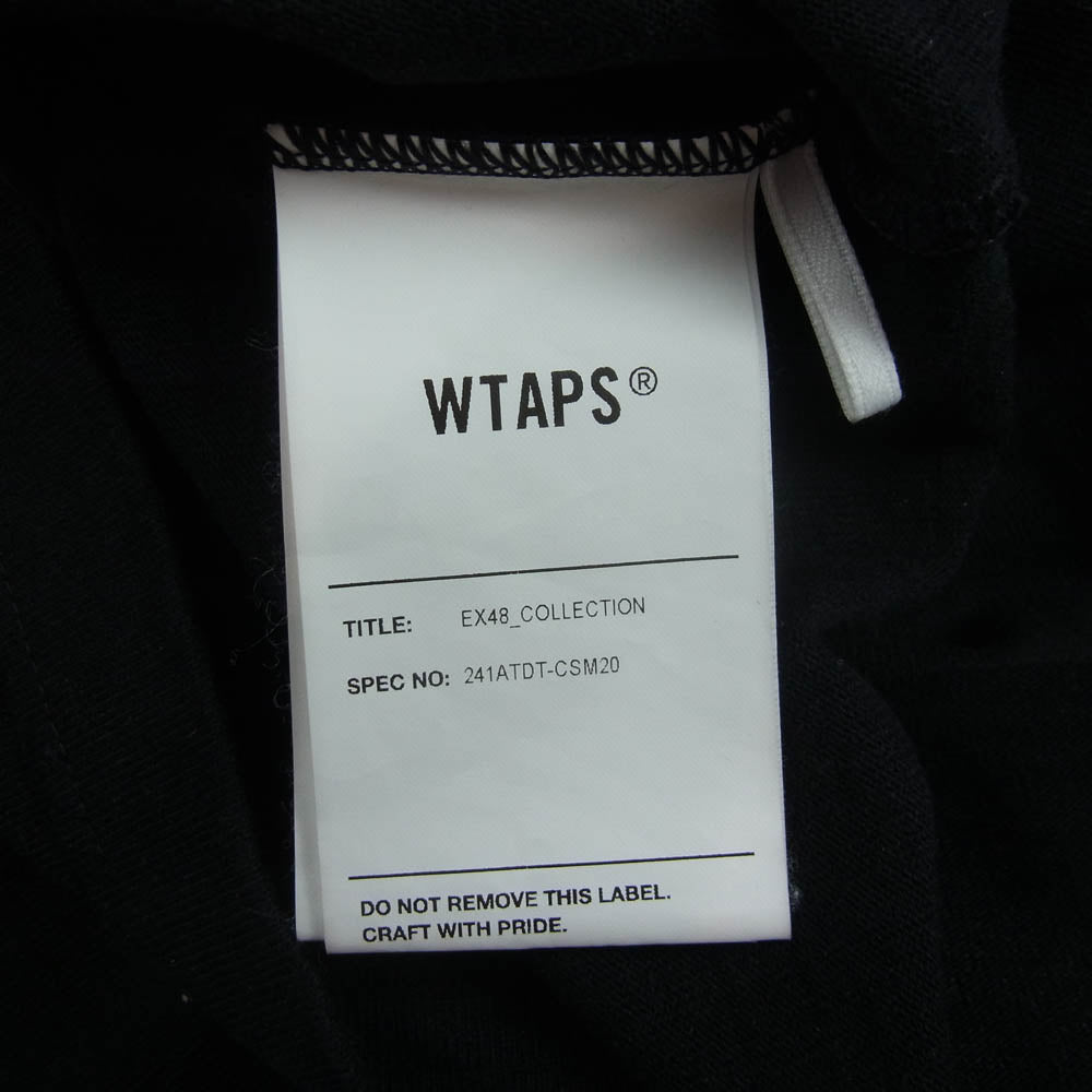 WTAPS ダブルタップス 241ATDT-CSM20 OBJ 05 LS COTTON. FORTLESS ロゴ プリント ロングスリーブ 長袖 Tシャツ ブラック系 02【中古】