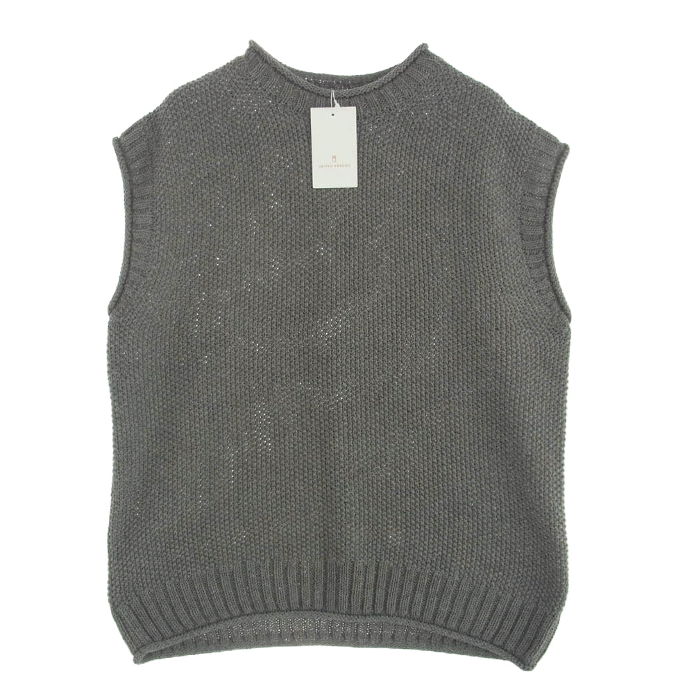UNITED ARROWS ユナイテッドアローズ 1118-299-0736-1570 YAMAGATA 山形 バスケット編み クルーネック ベスト グレー系 L【新古品】【未使用】【中古】