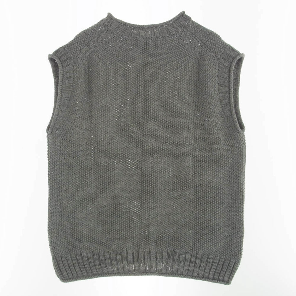 UNITED ARROWS ユナイテッドアローズ 1118-299-0736-1570 YAMAGATA 山形 バスケット編み クルーネック ベスト グレー系 L【新古品】【未使用】【中古】