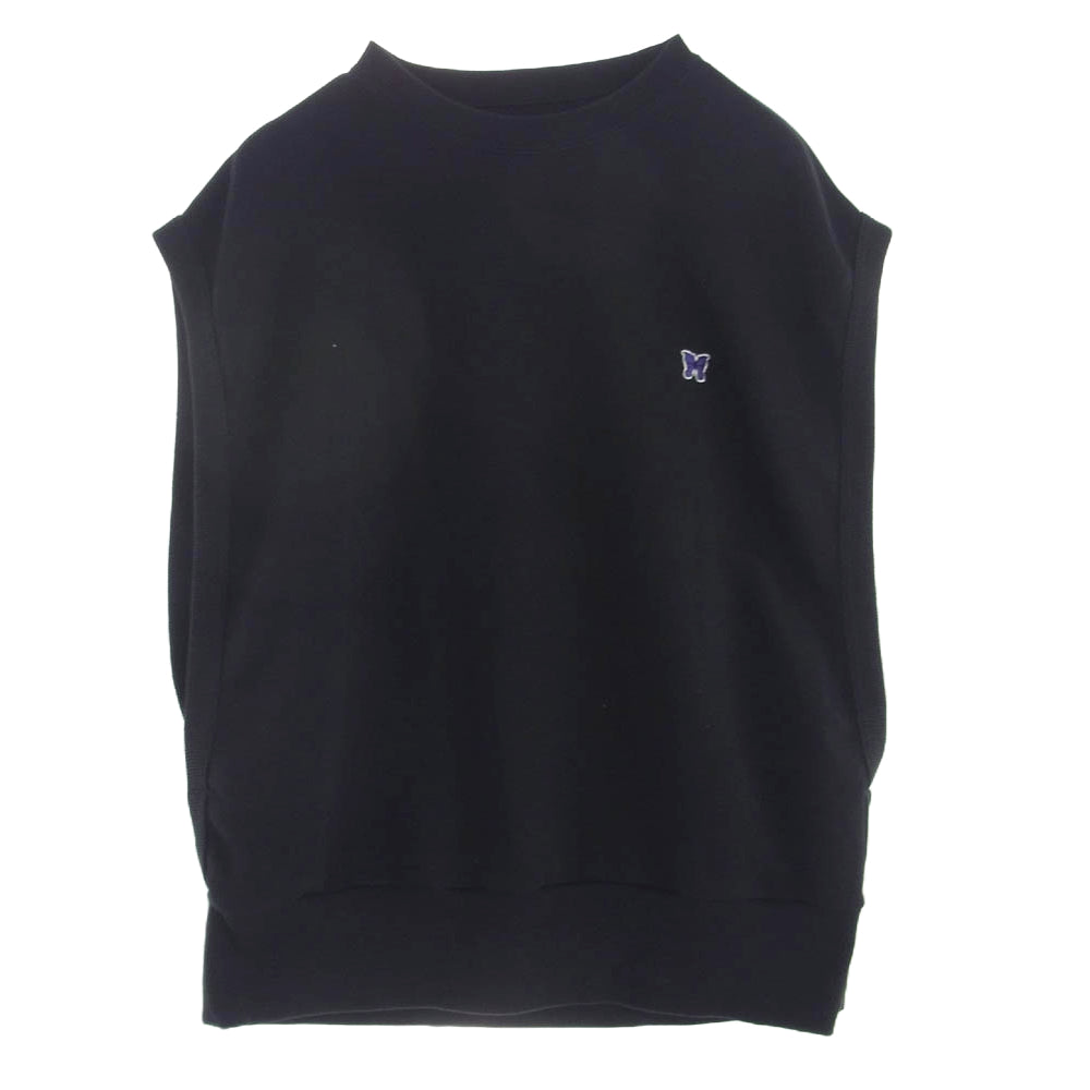Needles ニードルス MR302 SLEEVE LESS SWEAT C/PE JERSEY パピヨン アップリケ スリーブレス ジャージー スウェット ベスト ブラック系 M【中古】