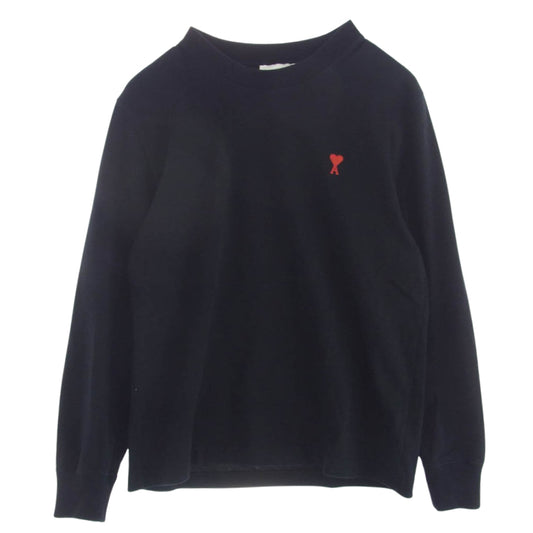 AMI PARIS アミパリス ハートロゴ クルーネック スウェット トレーナー ブラック系 XL【中古】