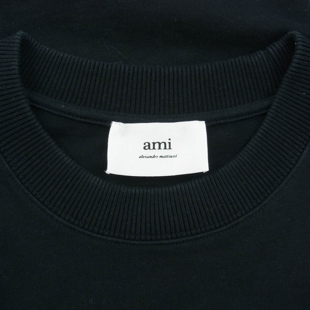 AMI PARIS アミパリス ハートロゴ クルーネック スウェット トレーナー ブラック系 XL【中古】
