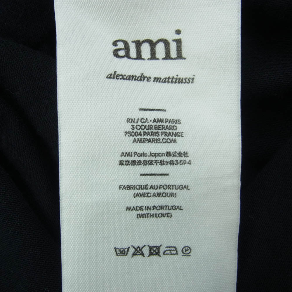 AMI PARIS アミパリス ハートロゴ クルーネック スウェット トレーナー ブラック系 XL【中古】