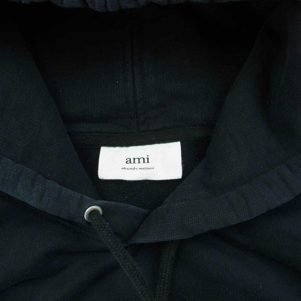 AMI PARIS アミパリス ハートロゴ プルオーバー パーカー フーディ ブラック系 XXL【中古】