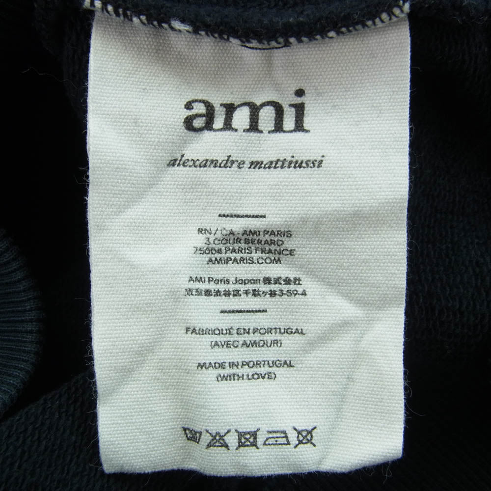 AMI PARIS アミパリス ハートロゴ プルオーバー パーカー フーディ ブラック系 XXL【中古】