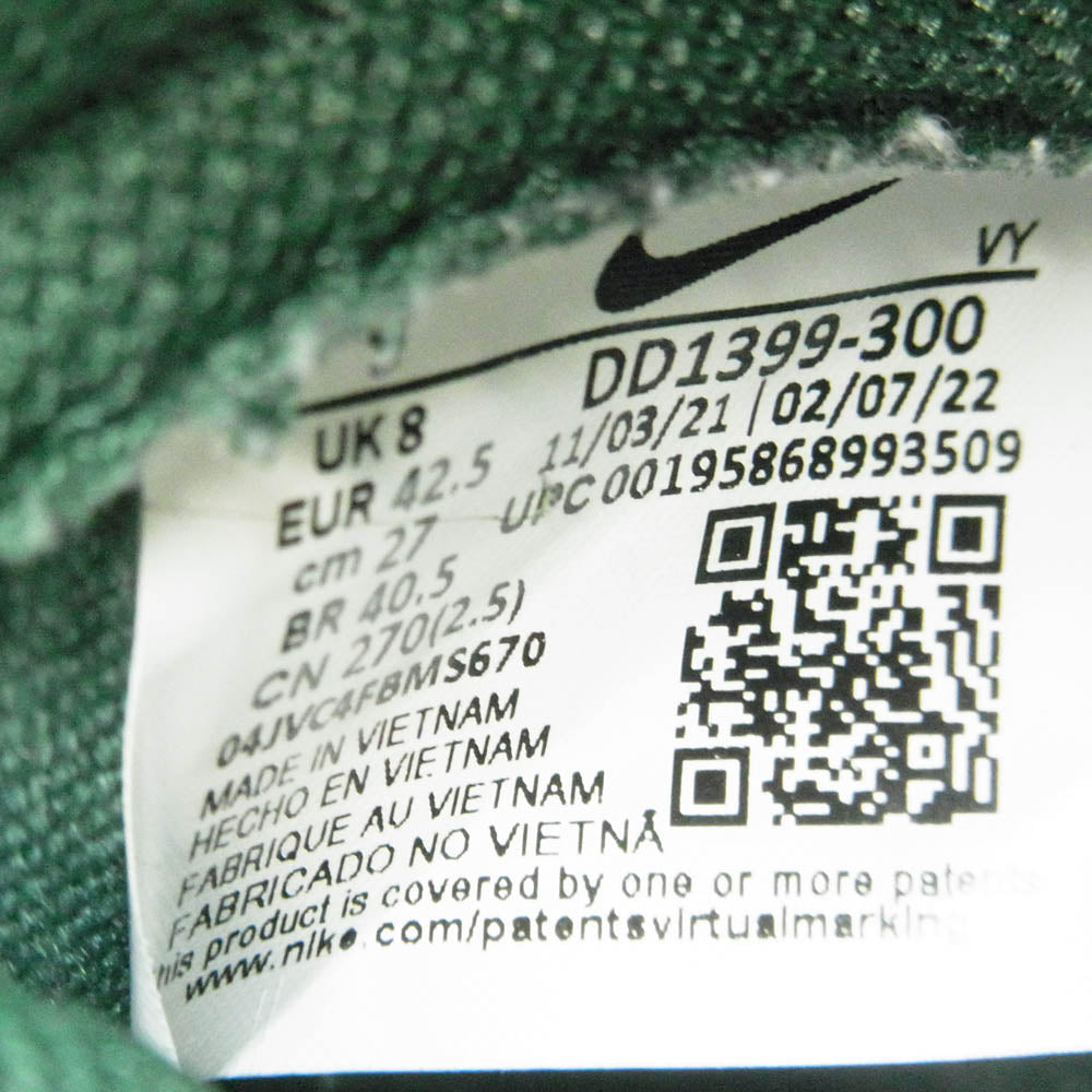 NIKE ナイキ DD1399-300 DUNK HI RETRO NOBLE GREEN ダンク レトロ ハイカットスニーカー ノーブルグリーン ホワイト系 グリーン系 27cm【中古】