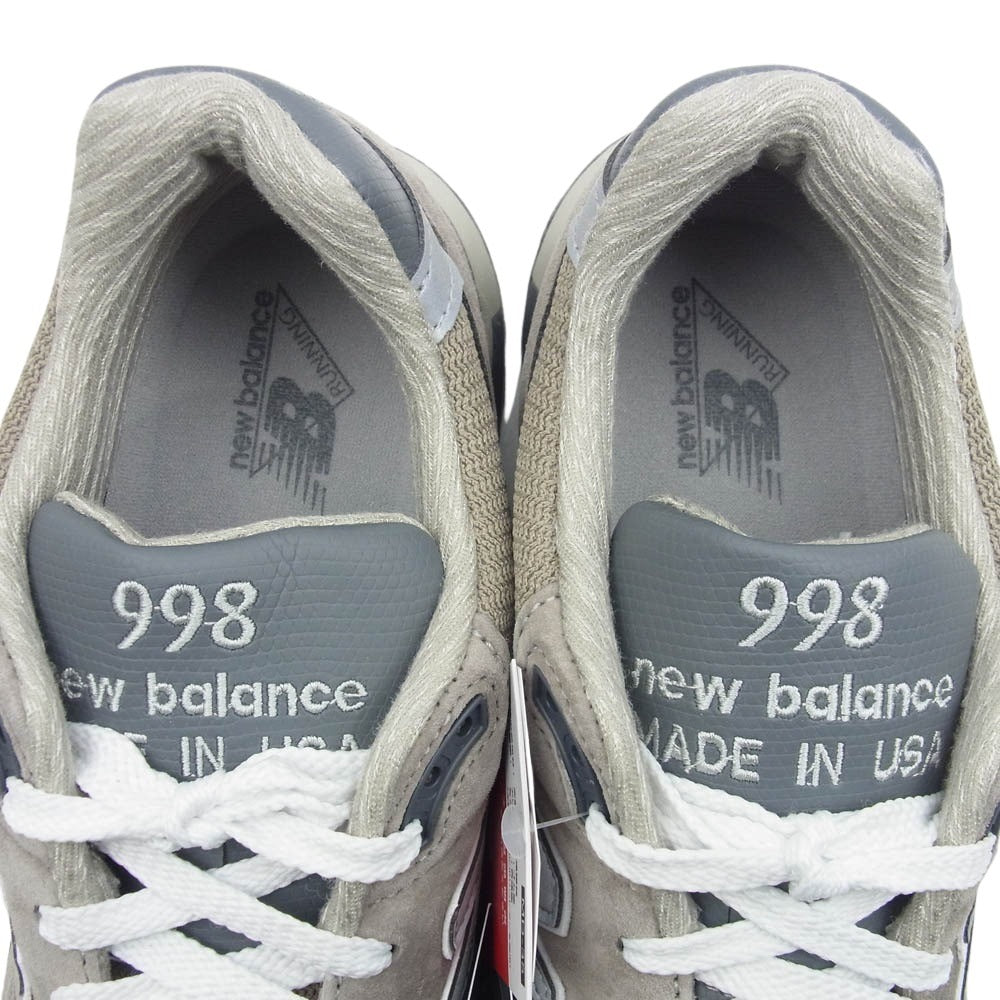 NEW BALANCE ニューバランス U998GR ABZORB アブゾーブ スエード ローカット スニーカー グレー系 28.5cm【新古品】【未使用】【中古】