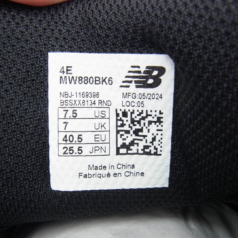 NEW BALANCE ニューバランス MW880BK6 Walking Fresh Foam 880 v6 BK6 スエード メッシュ ローカット スニーカー ブラック系 25.5cm【新古品】【未使用】【中古】
