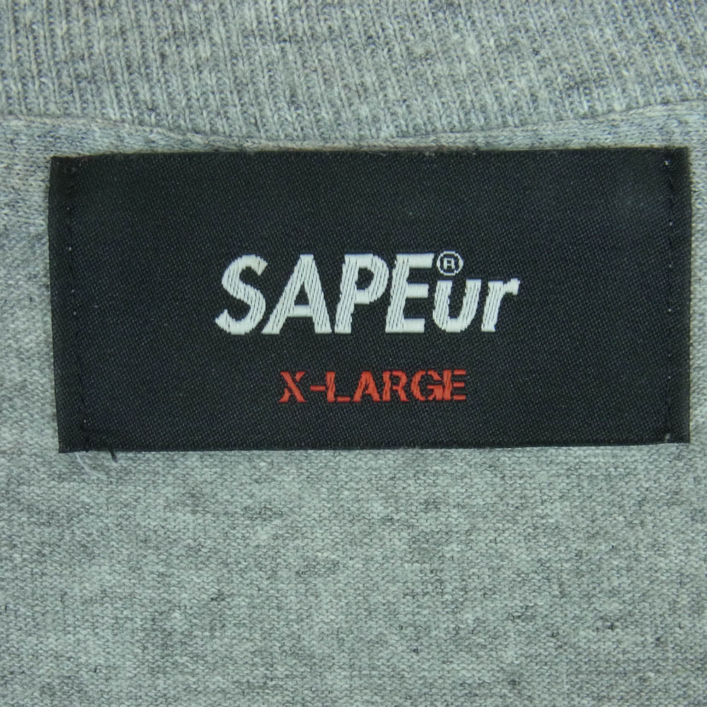 SAPEUR サプール アニマル アームロゴ プリント ロングスリーブ 長袖 Tシャツ ホンデュラス製 グレー系 XL【中古】