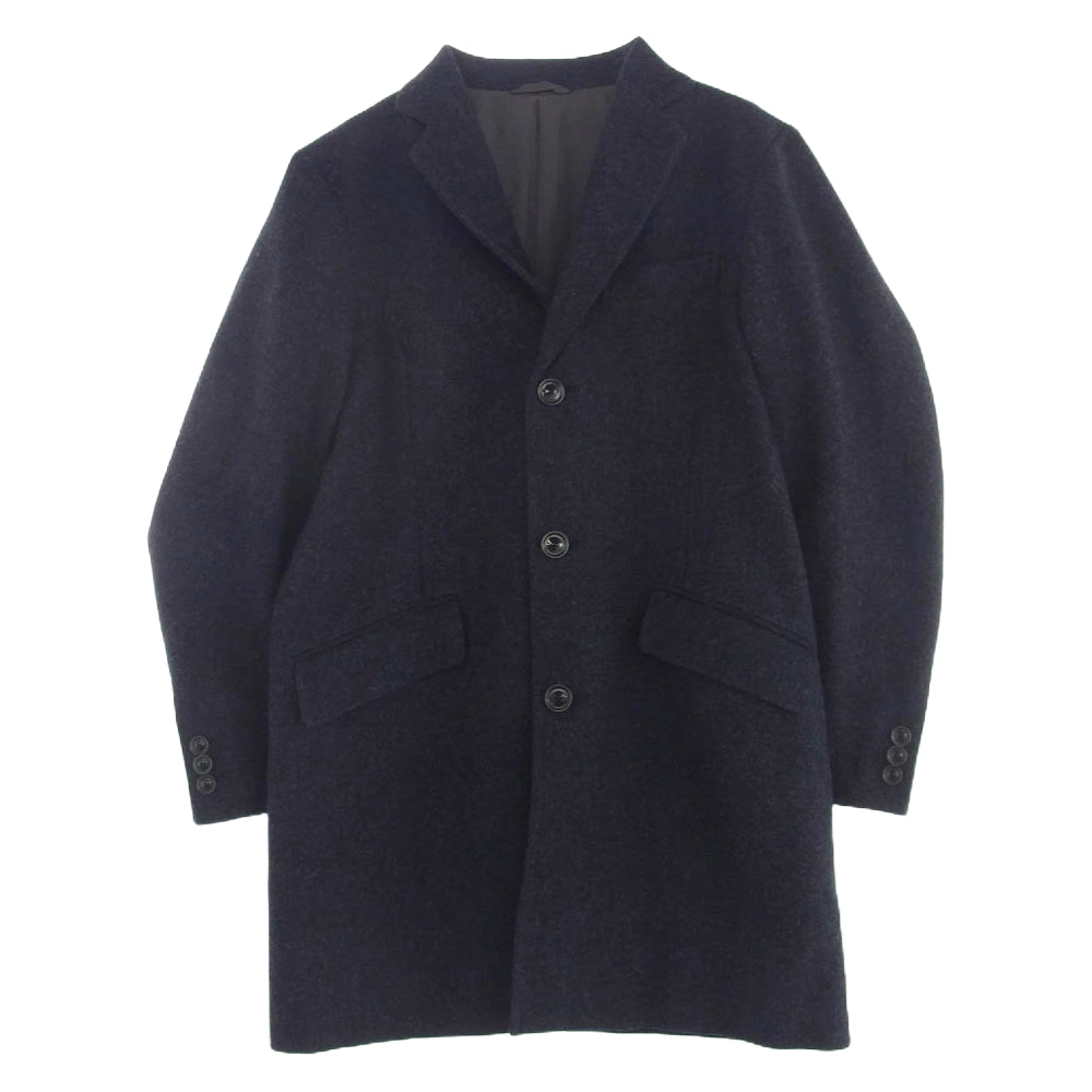 Eddie Bauer エディー・バウアー × MOON Woven in England ツイード ウール コート ネイビー M ネイビー系 M【中古】