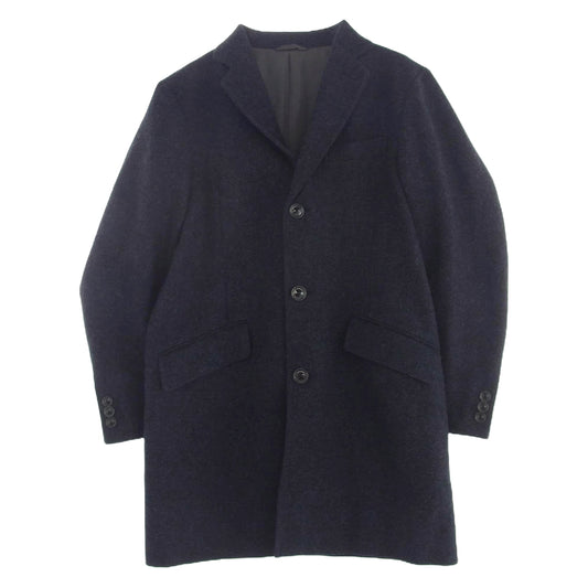 Eddie Bauer エディー・バウアー × MOON Woven in England ツイード ウール コート ネイビー M ネイビー系 M【中古】