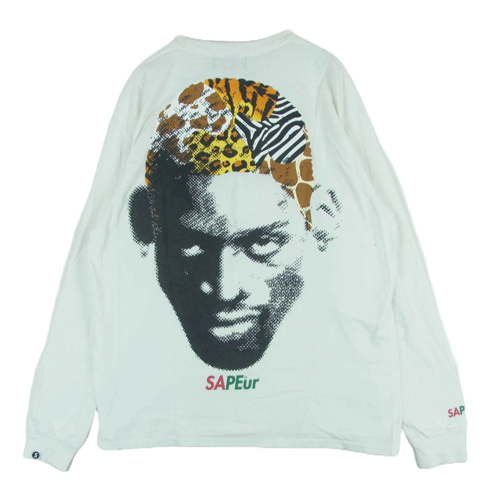 SAPEUR サプール デニス ロッドマン アニマル柄 ロングスリーブ 長袖 Tシャツ ホンデュラス製 ホワイト系 L【中古】