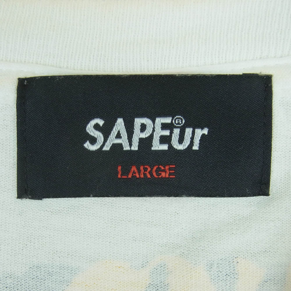 SAPEUR サプール デニス ロッドマン アニマル柄 ロングスリーブ 長袖 Tシャツ ホンデュラス製 ホワイト系 L【中古】