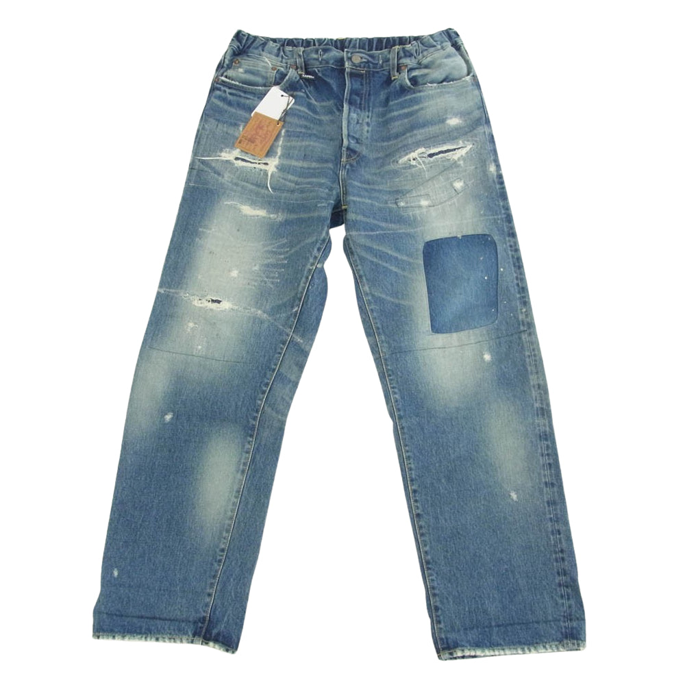 SAPEUR サプール Lot.5550XX vintage denim pants THE FUTURE 16oz スーパー ワイド ストレート ヴィンテージ デニム パンツ フューチャー ヴィンテージダメージ加工 インディゴ L インディゴブルー系 L【新古品】【未使用】【中古】