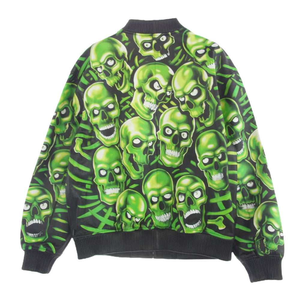 Supreme シュプリーム 18SS Skull Pile Leather Bomber Jacket スカル パイル レザー ボンバー ジャケット L【美品】【中古】