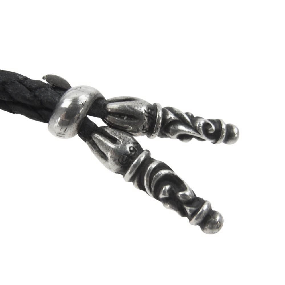 CHROME HEARTS クロムハーツ（原本無） LEATHER BRAID スクロール レザー ブレード  ネックレス ブラック系【中古】