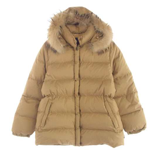 MONCLER モンクレール 47352-90-69950 VALENTINE 青タグ ファー フーディ ダウン ジャケット ベージュ系 1【中古】