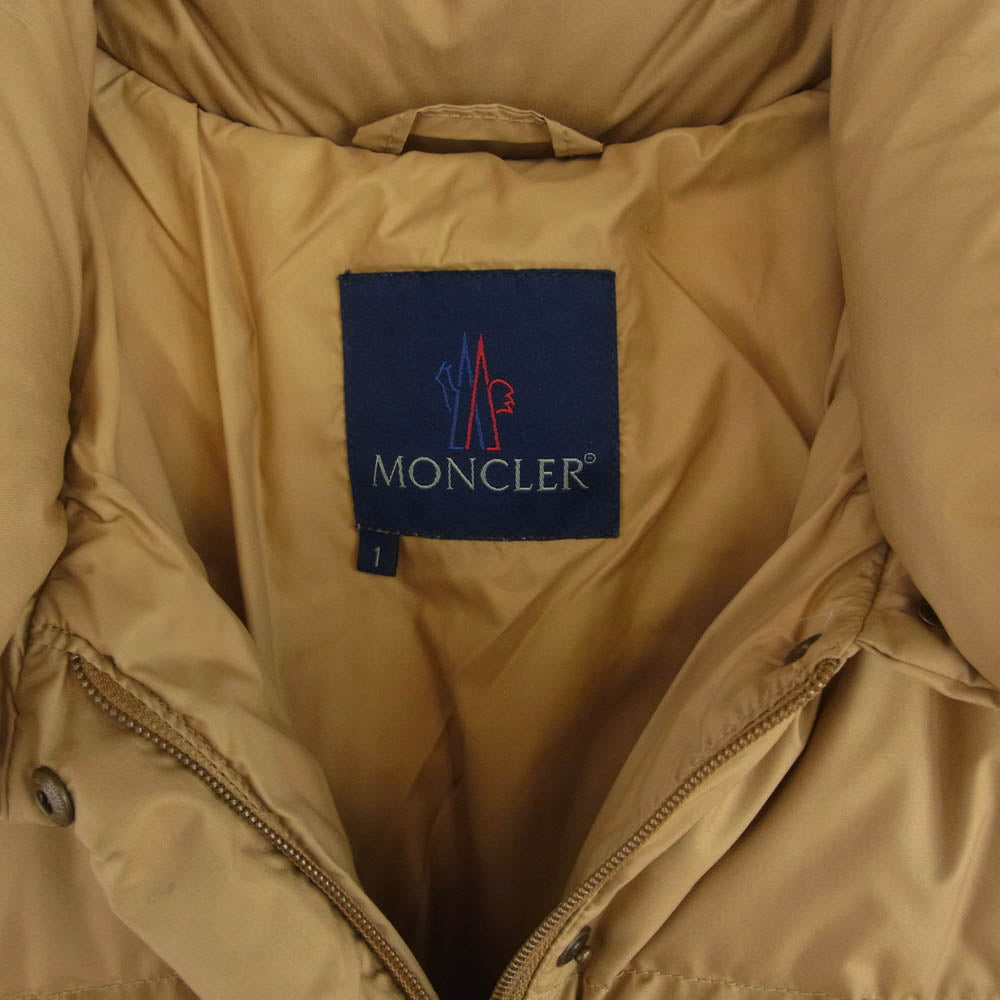 MONCLER モンクレール 47352-90-69950 VALENTINE 青タグ ファー フーディ ダウン ジャケット ベージュ系 1【中古】