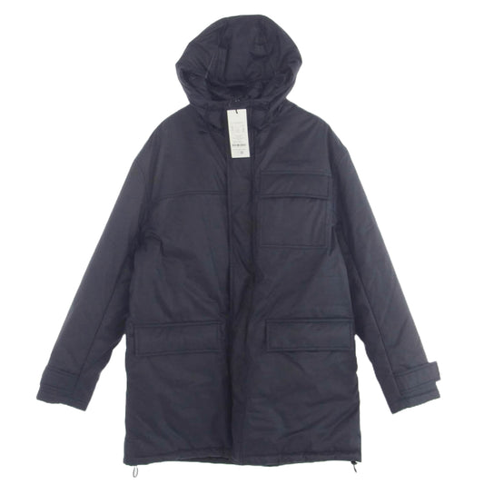 MAISON KITSUNE メゾンキツネ HU02280WE0003 HOODED PARKA フーデッド パーカー ロゴ刺繍 中綿 マウンテンパーカー ジャケット ネイビー系 L【中古】