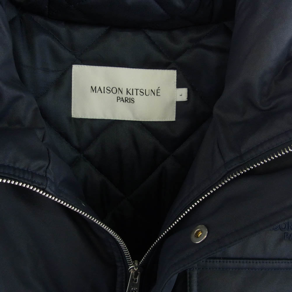 MAISON KITSUNE メゾンキツネ HU02280WE0003 HOODED PARKA フーデッド パーカー ロゴ刺繍 中綿 マウンテンパーカー ジャケット ネイビー系 L【中古】 MAISON KITSUNE メゾンキツネ HU02280WE0003 HOODED PARKA フーデッド
