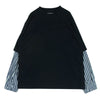 Sacai サカイ 24AW 24-03468M Cotton Poplin Cotton Jersey T-Shirt コットンポプリン コットンジャージー レイヤード ストライプ 長袖 Tシャツ ダークネイビー系 ブルー系 ホワイト系 2【美品】【中古】