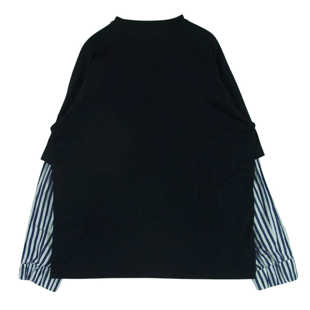 Sacai サカイ 24AW 24-03468M Cotton Poplin Cotton Jersey T-Shirt コットンポプリン コットンジャージー レイヤード ストライプ 長袖 Tシャツ ダークネイビー系 ブルー系 ホワイト系 2【美品】【中古】