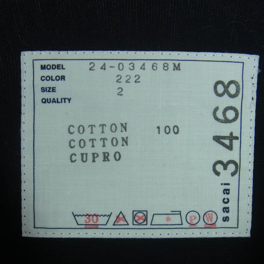 Sacai サカイ 24AW 24-03468M Cotton Poplin Cotton Jersey T-Shirt コットンポプリン コットンジャージー レイヤード ストライプ 長袖 Tシャツ ダークネイビー系 ブルー系 ホワイト系 2【美品】【中古】