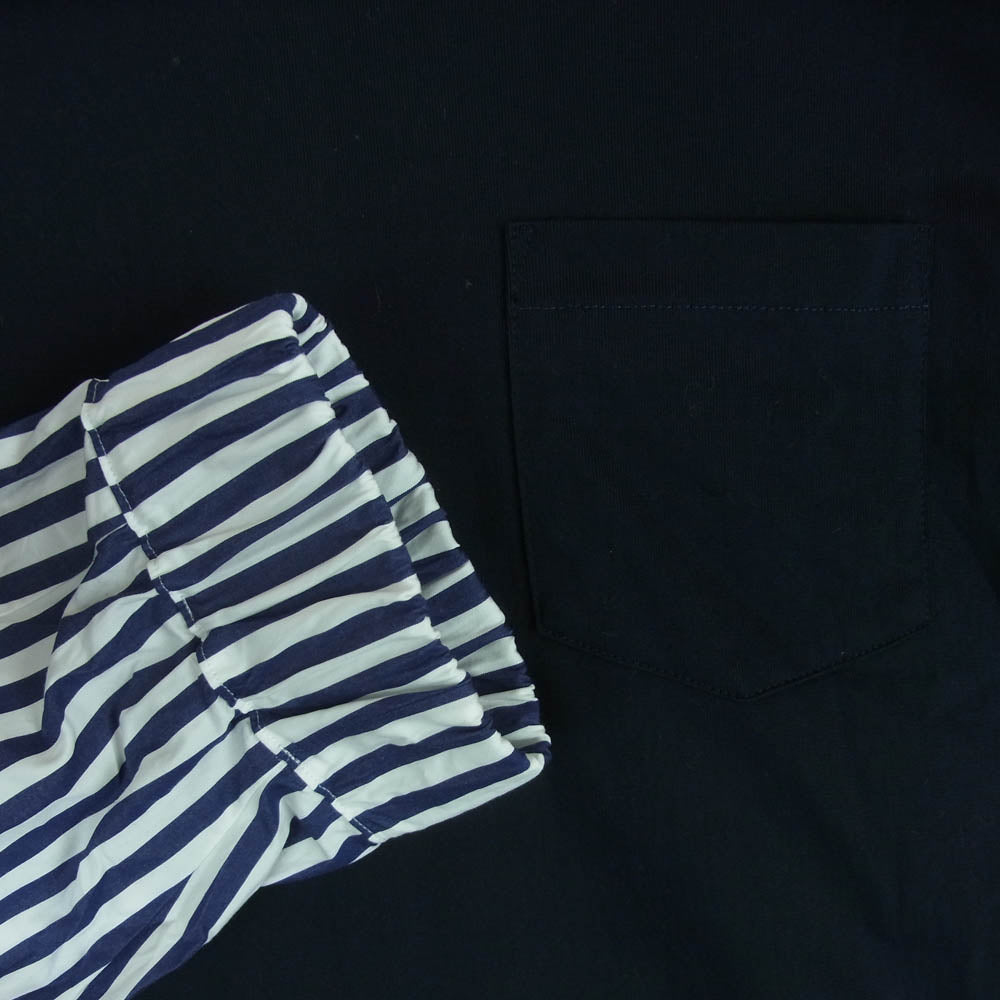 Sacai サカイ 24AW 24-03468M Cotton Poplin Cotton Jersey T-Shirt コットンポプリン コットンジャージー レイヤード ストライプ 長袖 Tシャツ ダークネイビー系 ブルー系 ホワイト系 2【美品】【中古】