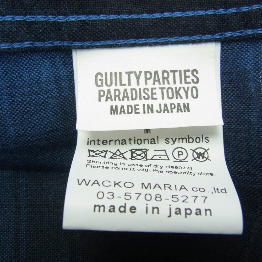 WACKO MARIA ワコマリア 23AW 23FW-WMS-OC01 OMBRE CHECK OPEN COLLAR SHIRT LS オンブレチェック オープンカラー 長袖 チェックシャツ ブルー系 M【中古】